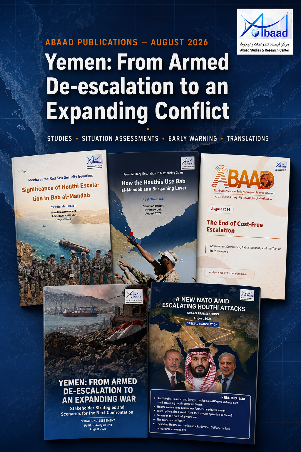 Five Abaad Publications Track Yemen’s Shift from Armed De-escalation to an Expanding Conflict
